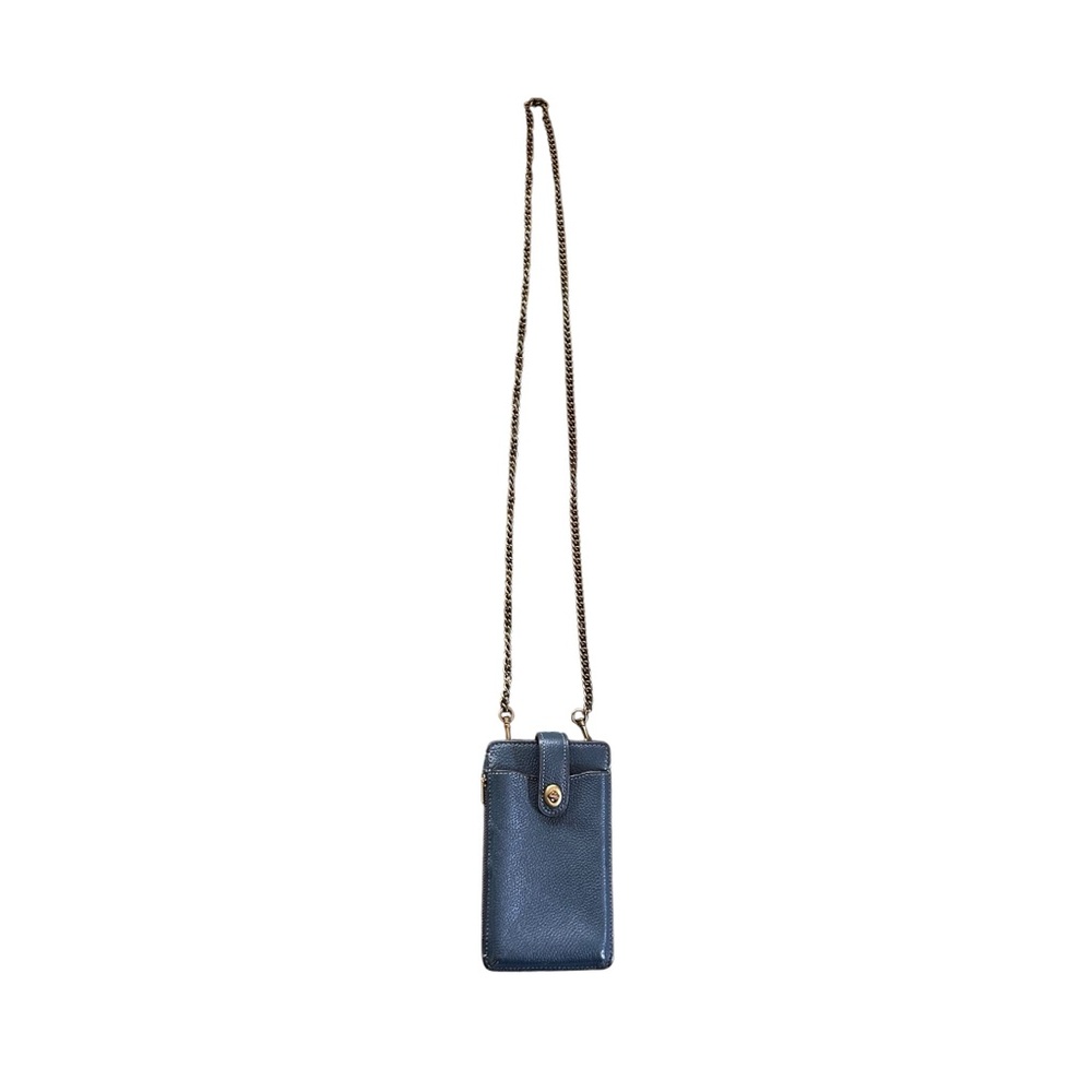 Coach Turnlock Chain Phone Crossbody Pebbled Leather Dark Denim Concert Festival